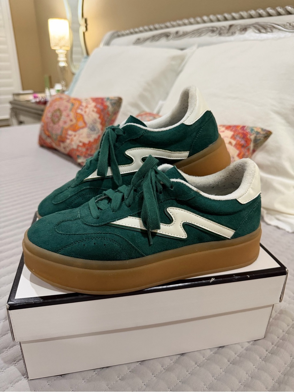 Madden Girl Green Suede Sneakers with Gum Sole - Picture 2 of 5